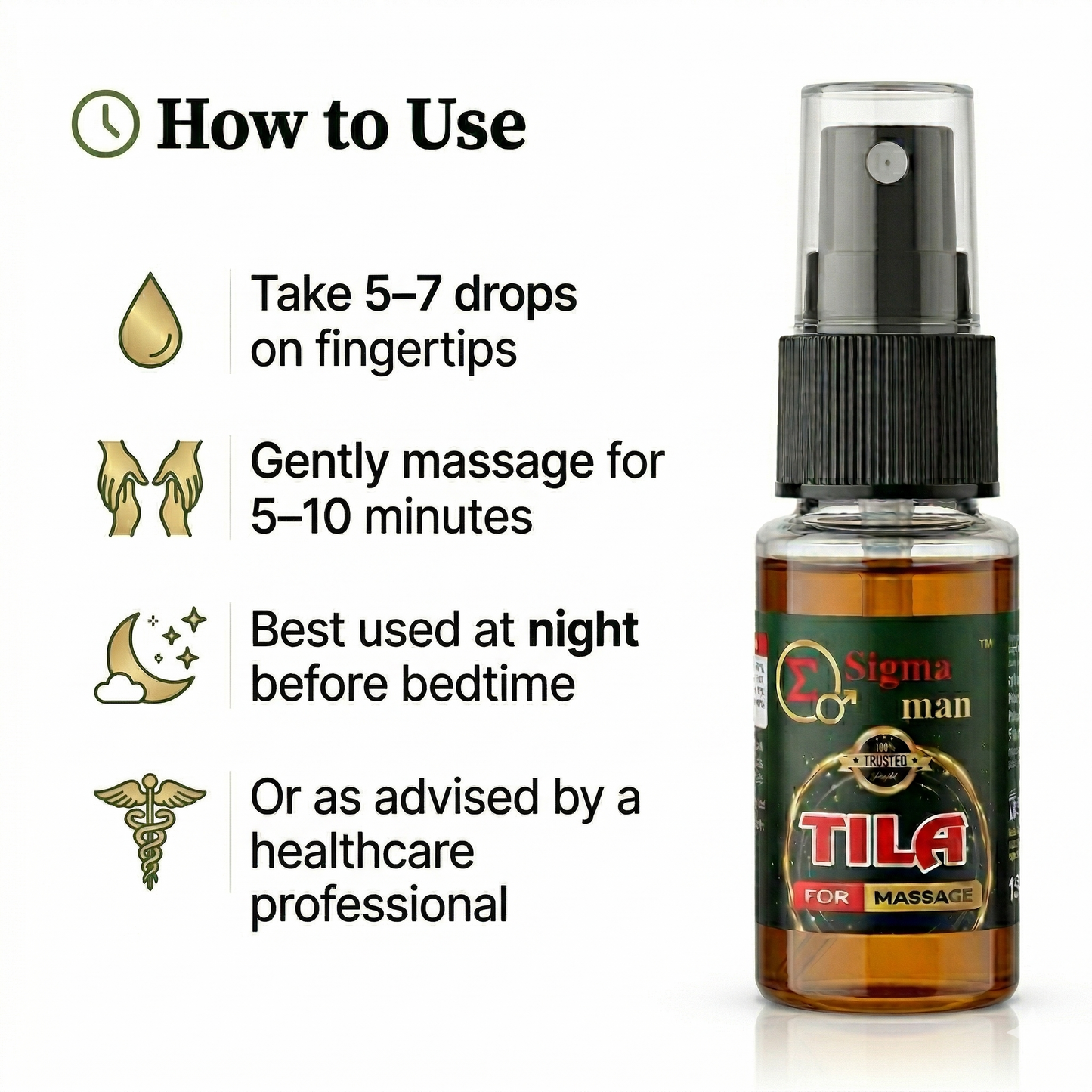 Sigma Man Tila - Herbal Massage Oil for Strength, Relaxation & Performance Support