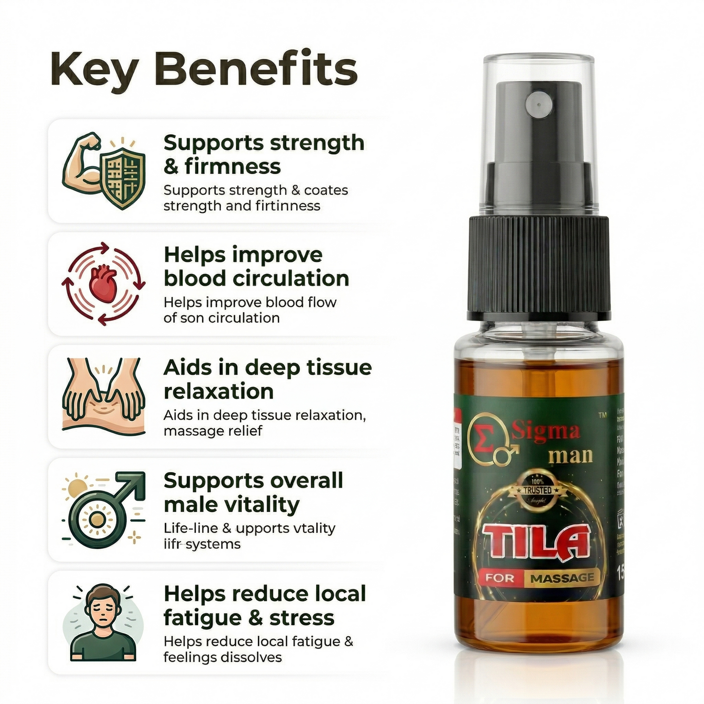 Sigma Man Tila - Herbal Massage Oil for Strength, Relaxation & Performance Support