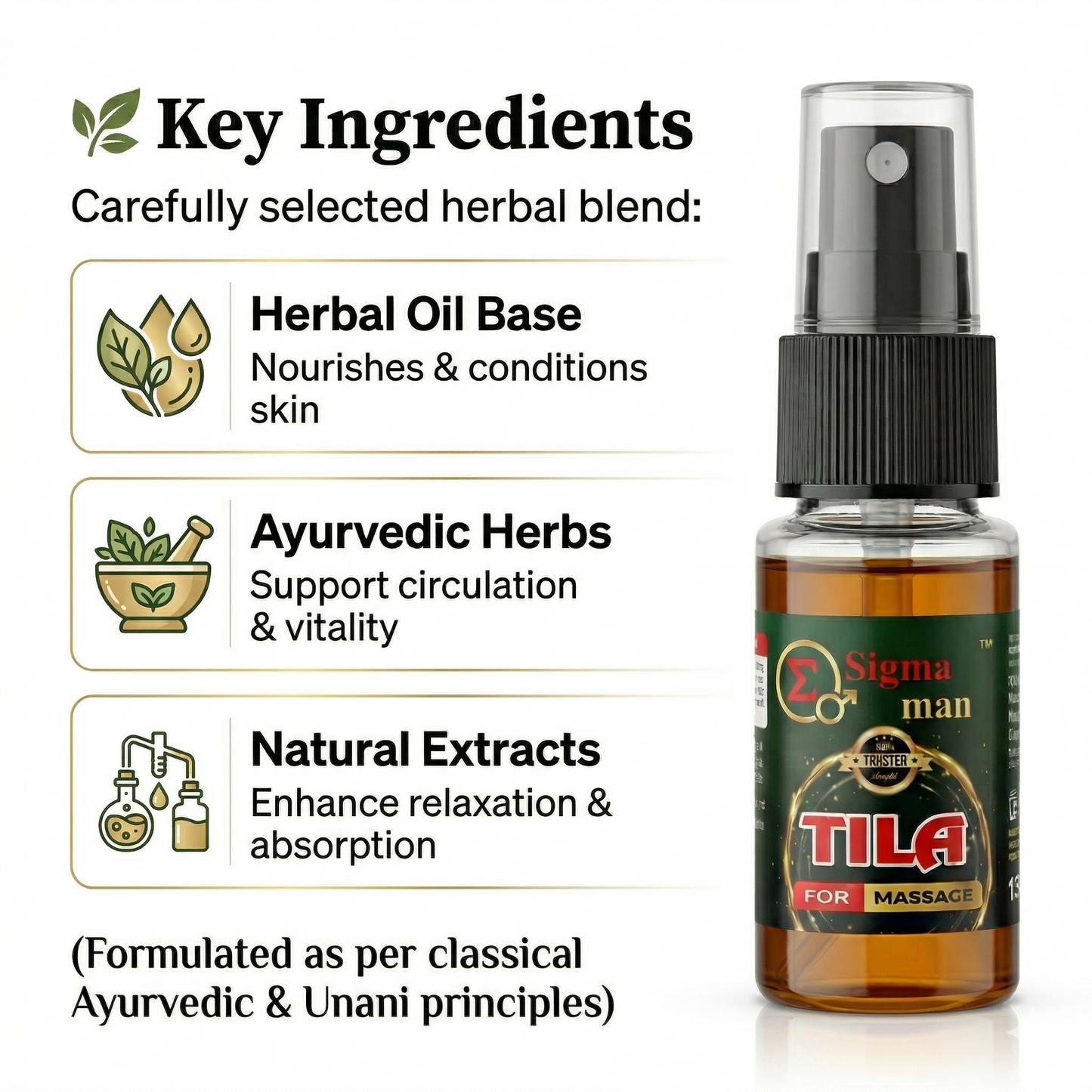 Sigma Man Tila - Herbal Massage Oil for Strength, Relaxation & Performance Support